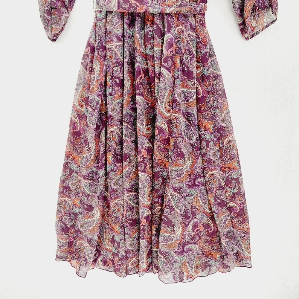 Stella & Julie Multicolor Polyester Paisley Print Flared Midi Dress 6840 - Picture 2 of 7